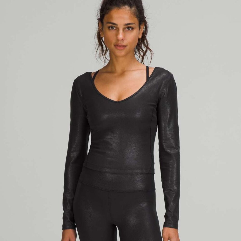 Lululemon Align Long Sleeve Shirt *Shine Radiate Foil Print Black